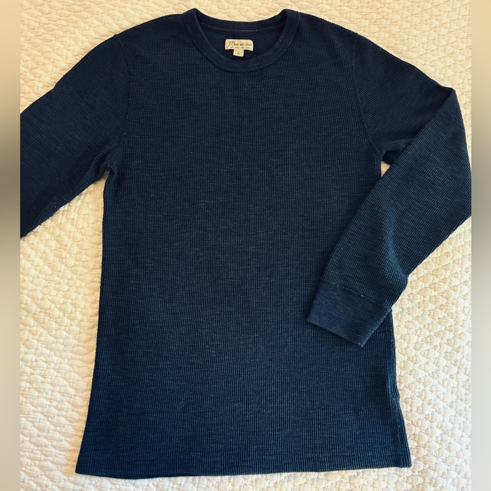 J.Crew men’s deep blue thermal waffle weave knit shirt